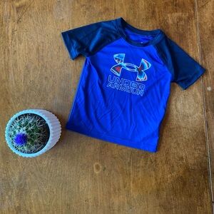 Under Armour Dri-Fit Red, White, Blue Tie Dye logo shirt 2T